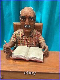 Puerto Rico Art vintage wood carving Gov. Luis Munoz Marin by Jose Negron