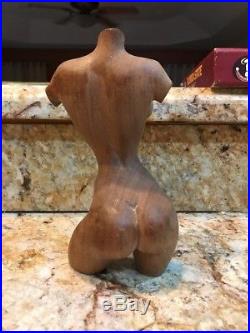 RARE Antique Arts & Crafts Vintage Wood Woman Nude Sculpture 5x7