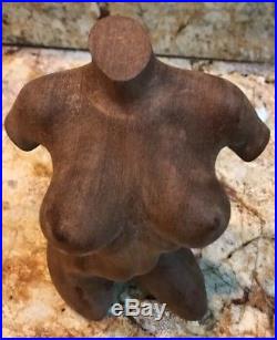 RARE Antique Arts & Crafts Vintage Wood Woman Nude Sculpture 5x7