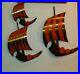 RARE Lot 3 Ships Wall Art Mid Century Modern Wood Brass Masketeers