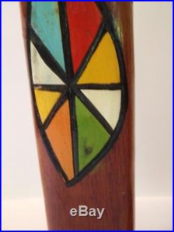 RARE Pair Vtg Mid Century ABSTRACT CARVED PAINTED WOOD Sculptures Art Totem MCM