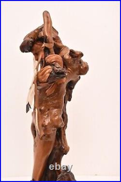 RARE VTG Hand Carved Burl Wood Carving Indian Chief Spirit Statue Sculpture 17