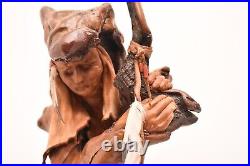 RARE VTG Hand Carved Burl Wood Carving Indian Chief Spirit Statue Sculpture 17