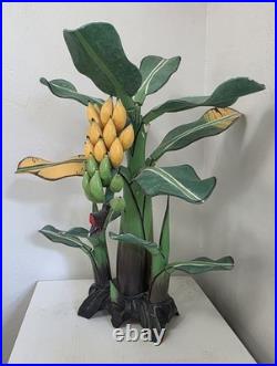 RARE? Vintage Bali Wood Hand-Carved Hand-Painted Banana Tree Sculpture Tropical