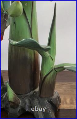 RARE? Vintage Bali Wood Hand-Carved Hand-Painted Banana Tree Sculpture Tropical