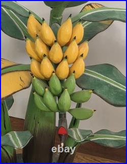 RARE? Vintage Bali Wood Hand-Carved Hand-Painted Banana Tree Sculpture Tropical