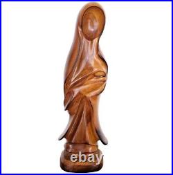 RARE Vintage DAN KARNER Circa 1930s-1940s Abstract Madonna & Child Wood Carving