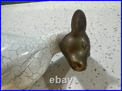 RARE Vintage Pair Of Bronze And Wood Crackle? Sheep Sculpture Figurine