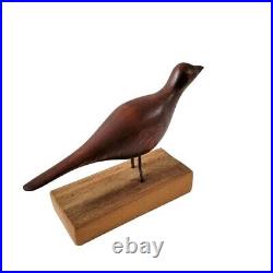 RARE Vintage Paul W Eshelman Wood Bird Carving 5 X 8 PA Folk Art MCM Signed