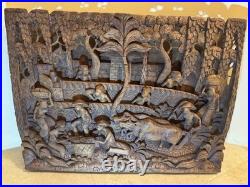 RARE Wood Carving Bali Balinese Vintage Antique Unique large 19.75 x 15.25 WOW