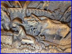 RARE Wood Carving Bali Balinese Vintage Antique Unique large 19.75 x 15.25 WOW