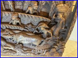 RARE Wood Carving Bali Balinese Vintage Antique Unique large 19.75 x 15.25 WOW