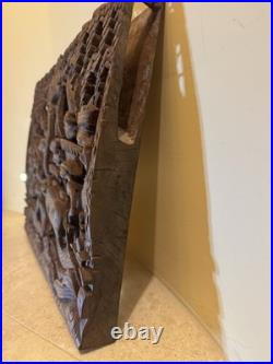 RARE Wood Carving Bali Balinese Vintage Antique Unique large 19.75 x 15.25 WOW