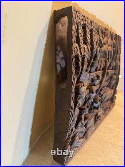 RARE Wood Carving Bali Balinese Vintage Antique Unique large 19.75 x 15.25 WOW