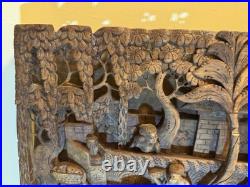 RARE Wood Carving Bali Balinese Vintage Antique Unique large 19.75 x 15.25 WOW