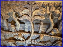 RARE Wood Carving Bali Balinese Vintage Antique Unique large 19.75 x 15.25 WOW
