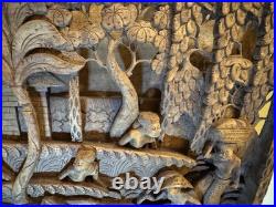 RARE Wood Carving Bali Balinese Vintage Antique Unique large 19.75 x 15.25 WOW