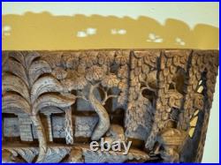 RARE Wood Carving Bali Balinese Vintage Antique Unique large 19.75 x 15.25 WOW