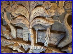 RARE Wood Carving Bali Balinese Vintage Antique Unique large 19.75 x 15.25 WOW