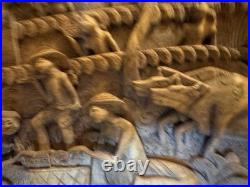 RARE Wood Carving Bali Balinese Vintage Antique Unique large 19.75 x 15.25 WOW