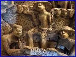 RARE Wood Carving Bali Balinese Vintage Antique Unique large 19.75 x 15.25 WOW