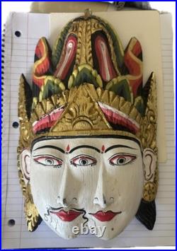 Rama and Sita Bali vintage RARE Carved Handpainted Wood Sculpture mask