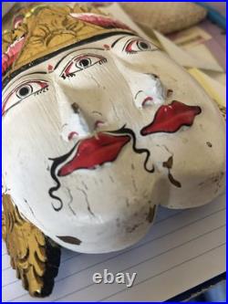 Rama and Sita Bali vintage RARE Carved Handpainted Wood Sculpture mask