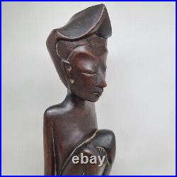 Rare 1940 Pita Maha Wooden Statue Art Deco Balinese Wood Sculpture Vintage