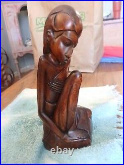 Rare 1950 Pita Maha Balinese Woman Sculpture Vintage Wooden Statue Fine Art