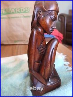 Rare 1950 Pita Maha Balinese Woman Sculpture Vintage Wooden Statue Fine Art