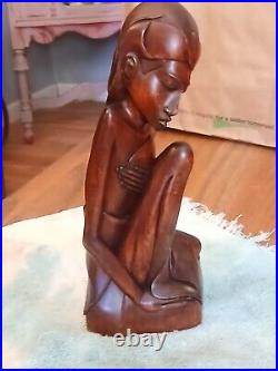 Rare 1950 Pita Maha Balinese Woman Sculpture Vintage Wooden Statue Fine Art