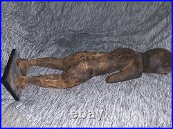 Rare Antique/Vintage African Tribal Made Wood Praying Man Sculpture Statue