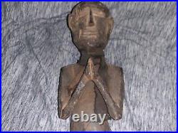Rare Antique/Vintage African Tribal Made Wood Praying Man Sculpture Statue