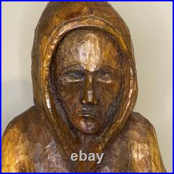 Rare Carved Wood Sculpture Boxing Prize Fighter Vintage Heavy 23 Tall MMA UFC