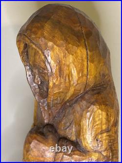 Rare Carved Wood Sculpture Boxing Prize Fighter Vintage Heavy 23 Tall MMA UFC