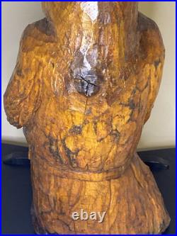 Rare Carved Wood Sculpture Boxing Prize Fighter Vintage Heavy 23 Tall MMA UFC