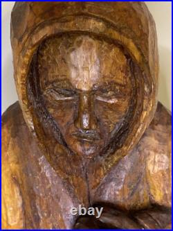 Rare Carved Wood Sculpture Boxing Prize Fighter Vintage Heavy 23 Tall MMA UFC