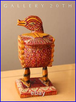 Rare! Hindu Polychrome Brahman Vahanam Wood Goose! Sculpture Vtg India 20's 30's