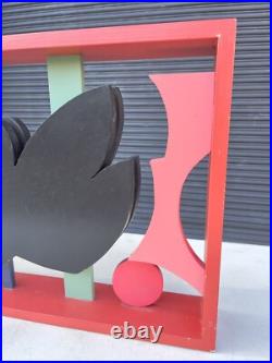 Rare Large Vintage Sidney Guberman Abstract Painted Wood Sculpture Frank Stella