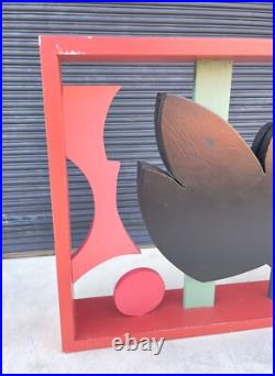 Rare Large Vintage Sidney Guberman Abstract Painted Wood Sculpture Frank Stella