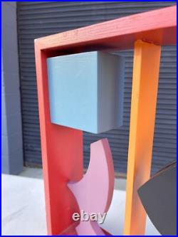 Rare Large Vintage Sidney Guberman Abstract Painted Wood Sculpture Frank Stella