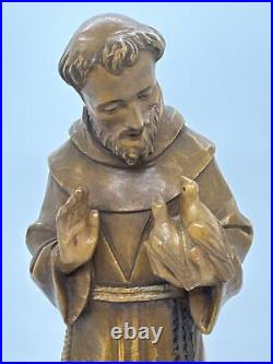 Rare Vintage ANRI Italy Saint Francis Of Assisi Wood Carving Sculpture 10.75H