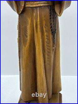 Rare Vintage ANRI Italy Saint Francis Of Assisi Wood Carving Sculpture 10.75H