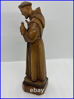 Rare Vintage ANRI Italy Saint Francis Of Assisi Wood Carving Sculpture 10.75H