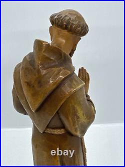 Rare Vintage ANRI Italy Saint Francis Of Assisi Wood Carving Sculpture 10.75H