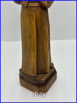 Rare Vintage ANRI Italy Saint Francis Of Assisi Wood Carving Sculpture 10.75H