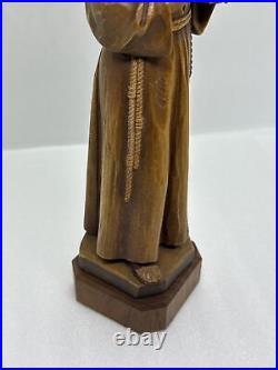 Rare Vintage ANRI Italy Saint Francis Of Assisi Wood Carving Sculpture 10.75H