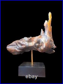 Rare Vintage Abstract Natural Wood Sculpture Driftwood Root Wood MCM Decor Art