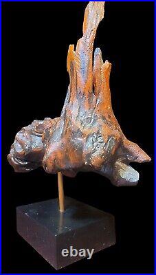 Rare Vintage Abstract Natural Wood Sculpture Driftwood Root Wood MCM Decor Art