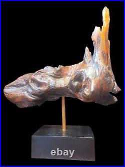 Rare Vintage Abstract Natural Wood Sculpture Driftwood Root Wood MCM Decor Art